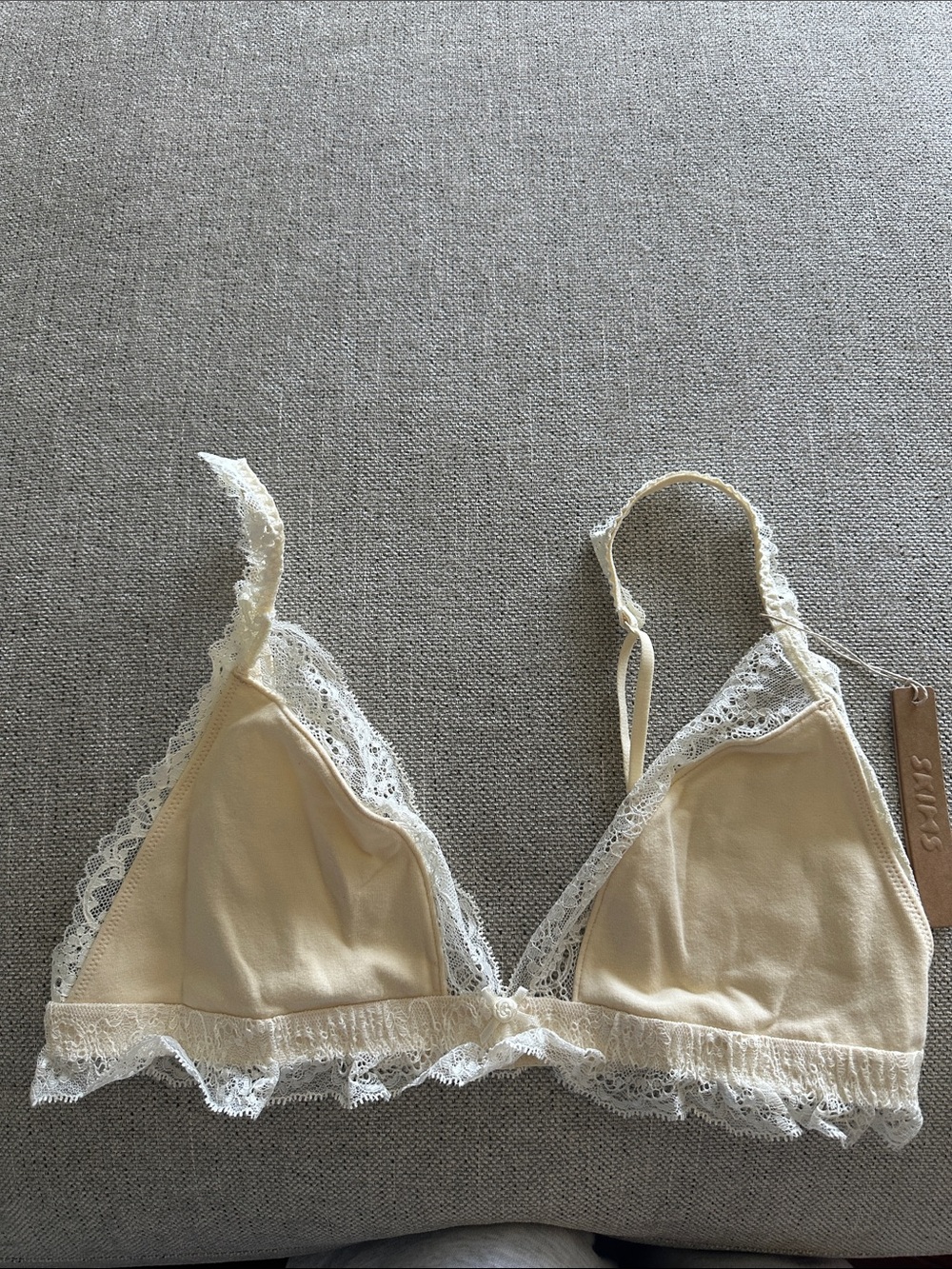 Skims Cotton Lace Triangle Bralette 
Color Butter Size L